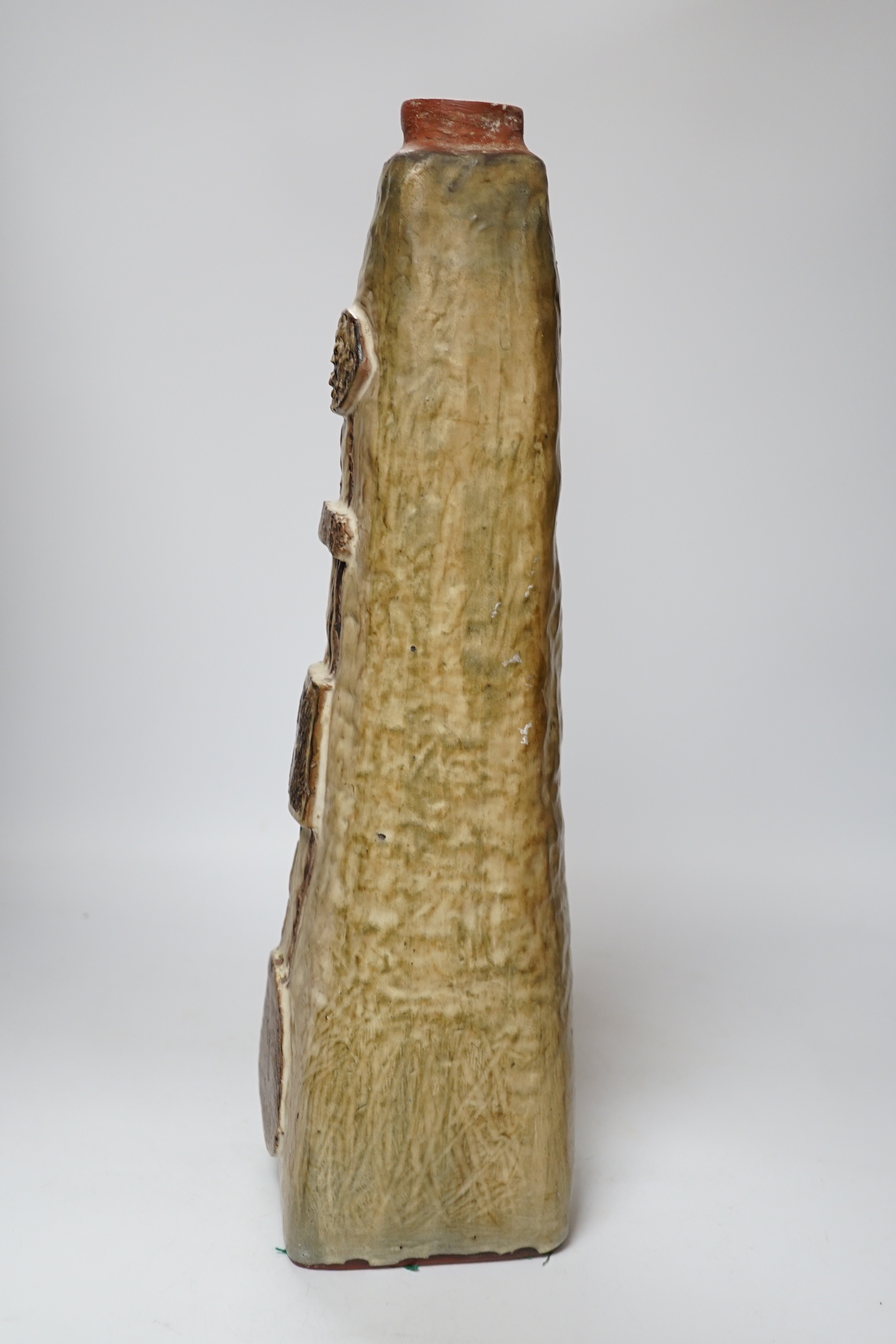 A Troika type terracotta lamp stem, 47cm high